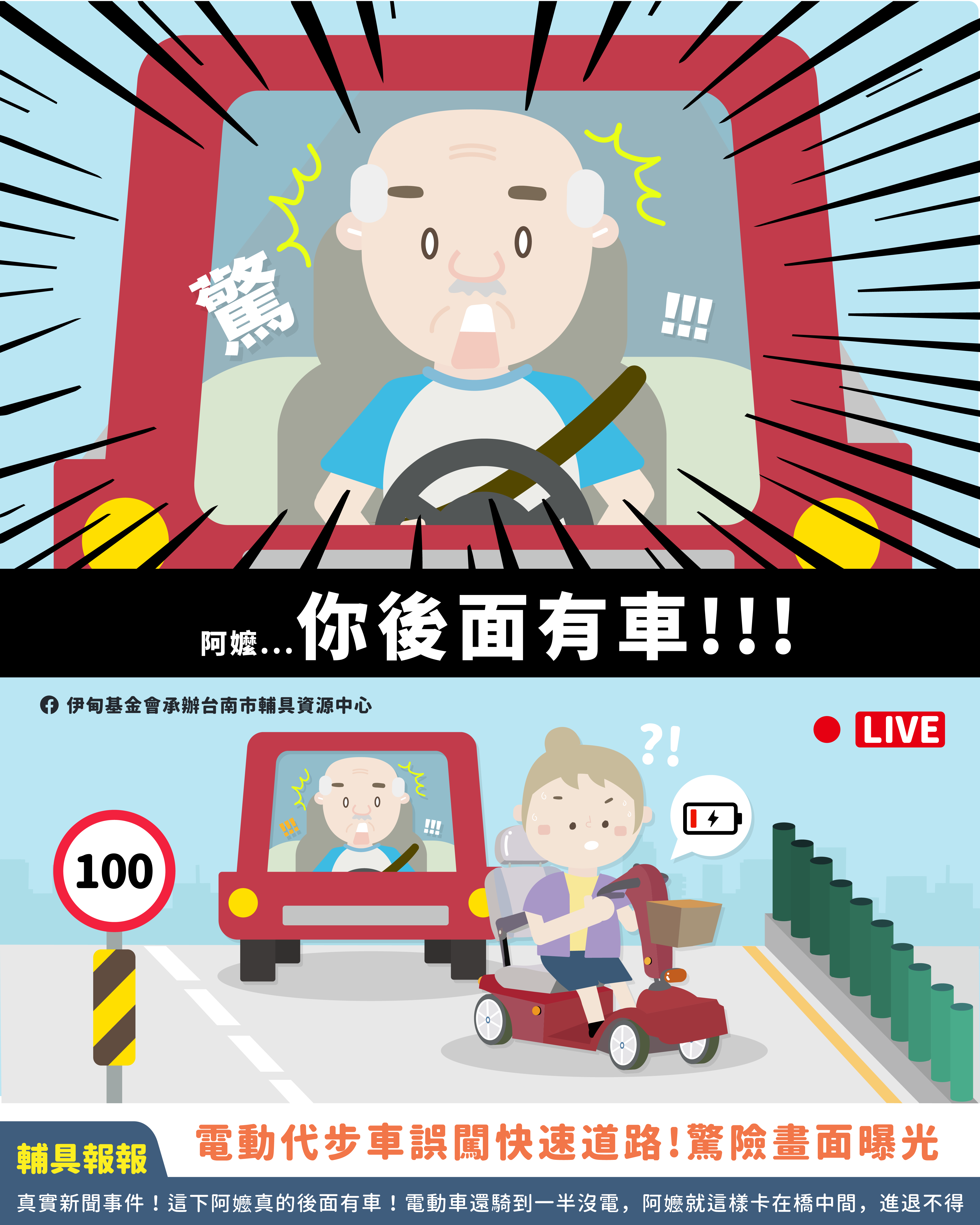 阿嬤！！！你後面有車！相關圖示，圖示內容不影響此文章完整性